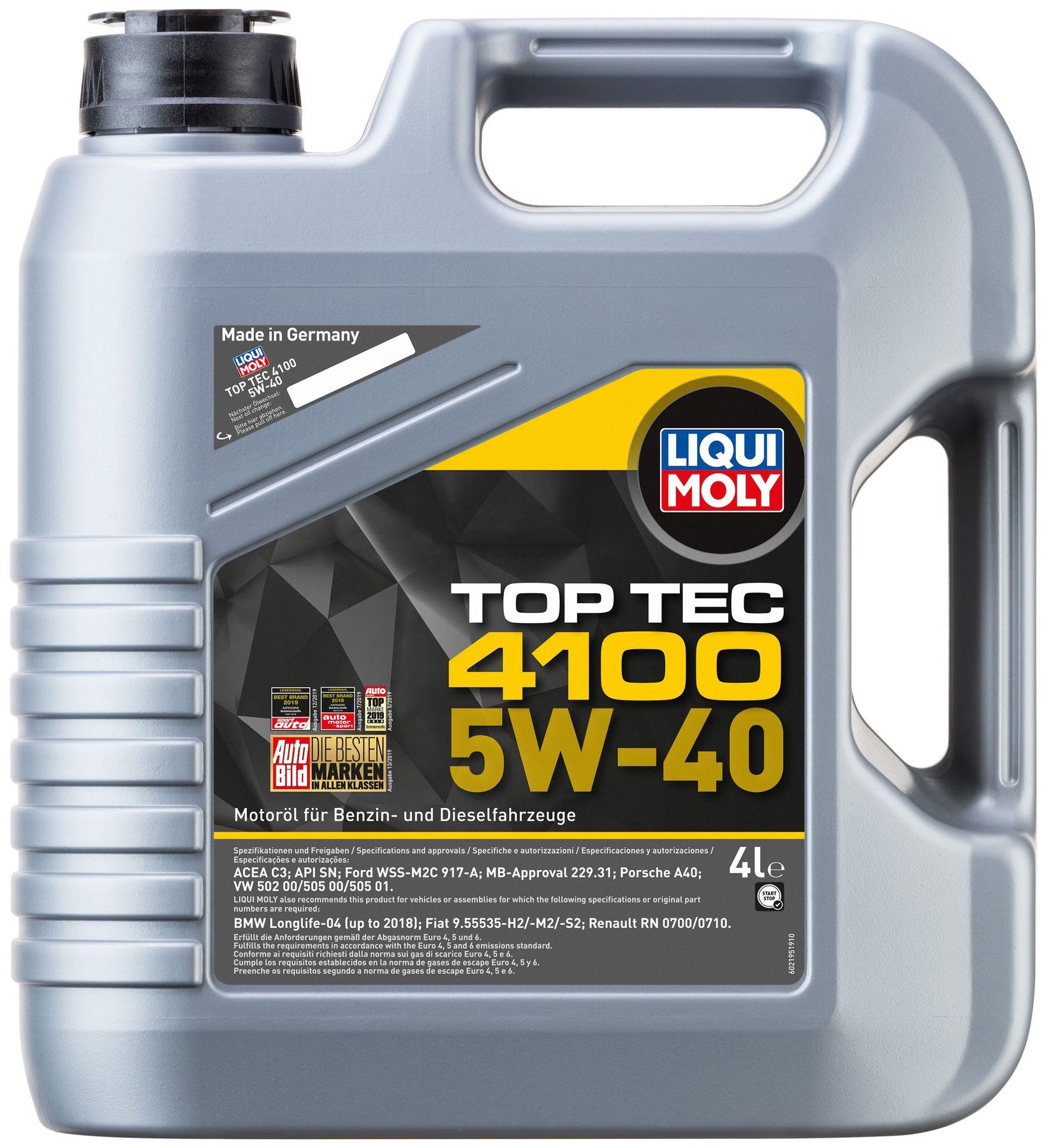 Моторное масло Liqui Moly Top Tec 4100 5W-40, 4 литра (7547)