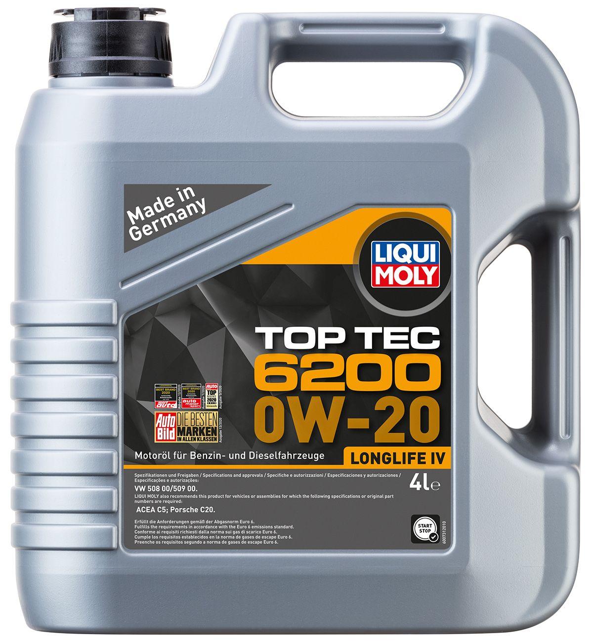 Моторное масло Liqui Moly Top Tec 6200 0W-20, 4 литра (20788)