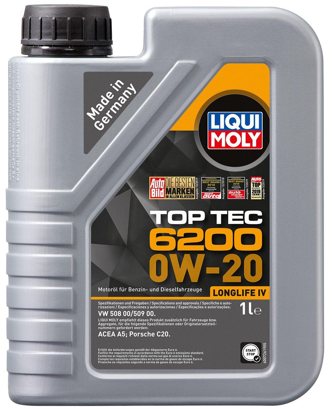 Моторное масло Liqui Moly Top Tec 6200 0W-20, 1 литр (20787)