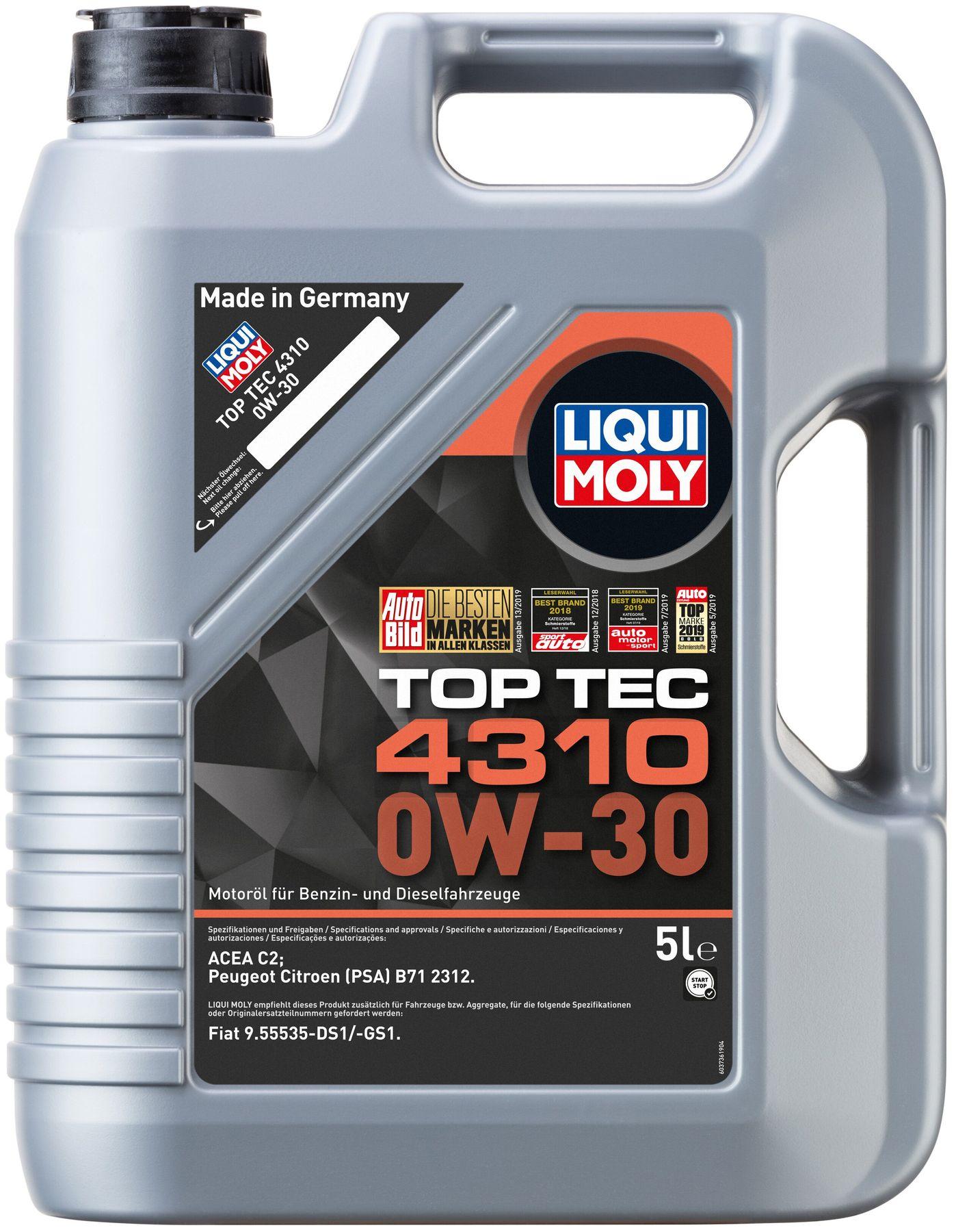 Моторное масло Liqui Moly Top Tec 4310 0W-30, 5 литров (2362)