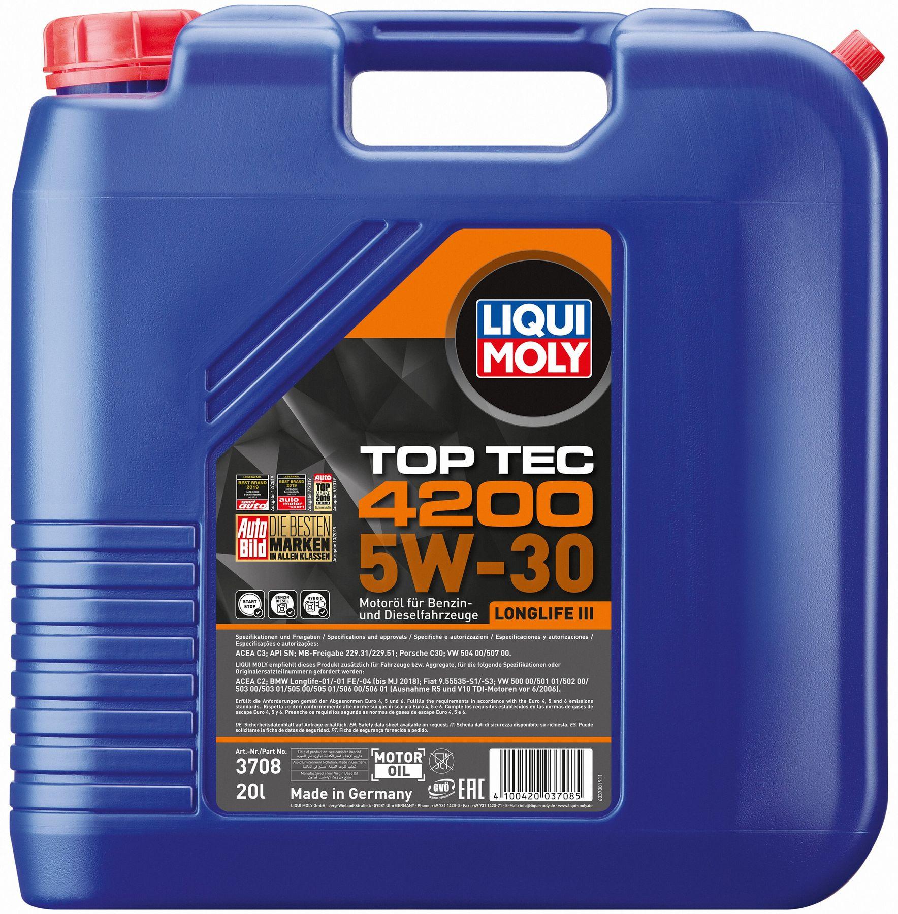 Моторное масло Liqui Moly Top Tec 4200 5W-30, 20 литров (3708)