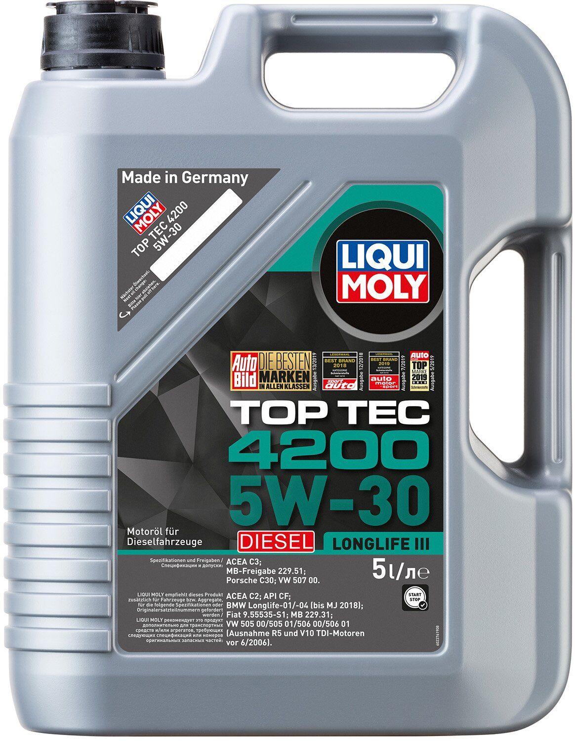 Моторное масло Liqui Moly Top Tec 4200 Diesel 5W-30, 5 литров (2376)