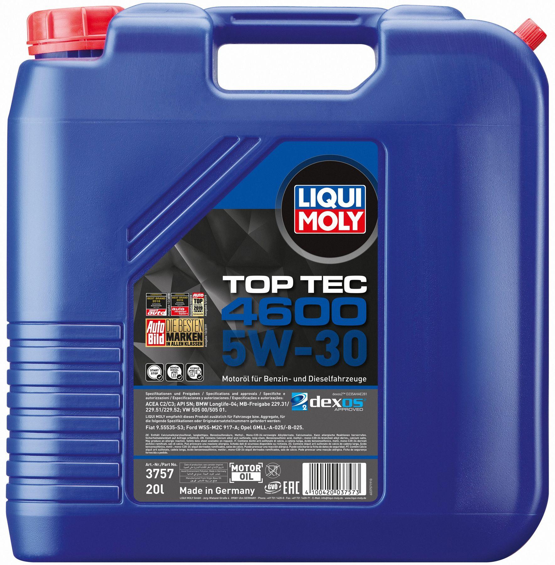 Моторное масло Liqui Moly Top Tec 4600 5W-30, 20 литров (3757)