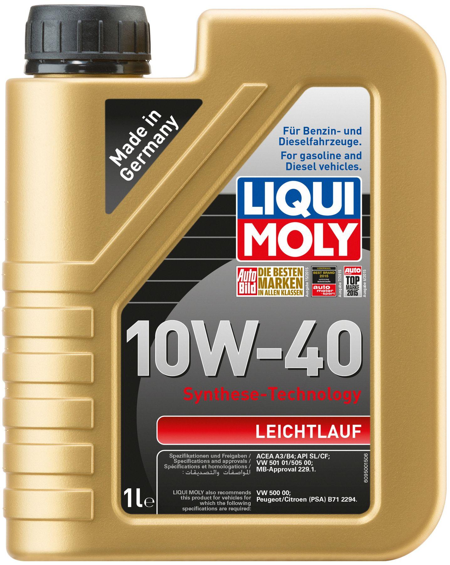 Моторное масло Liqui Moly Leichtlauf 10W-40, 1 литр (9500)