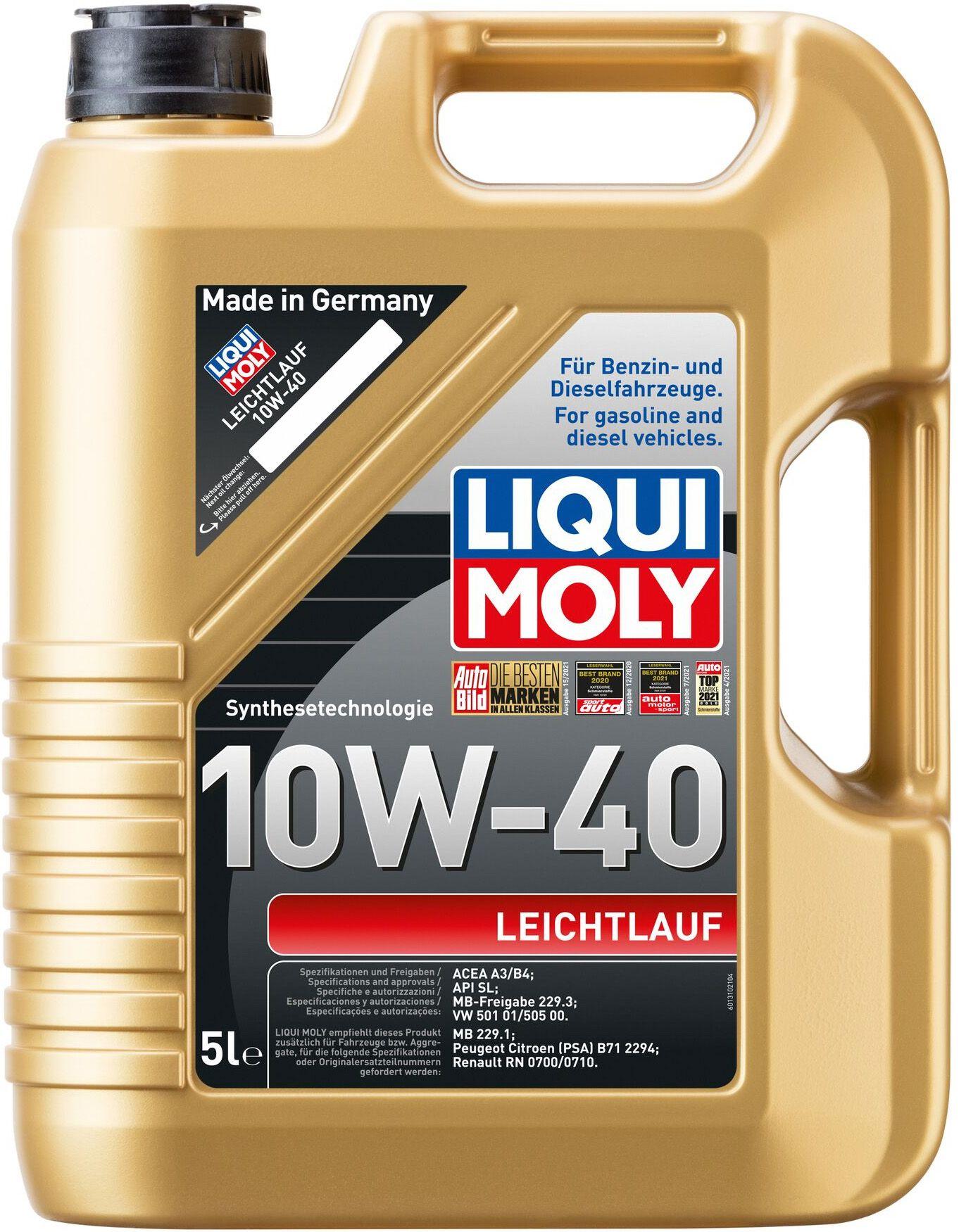 Моторное масло Liqui Moly Leichtlauf 10W-40, 5 литров (9502)