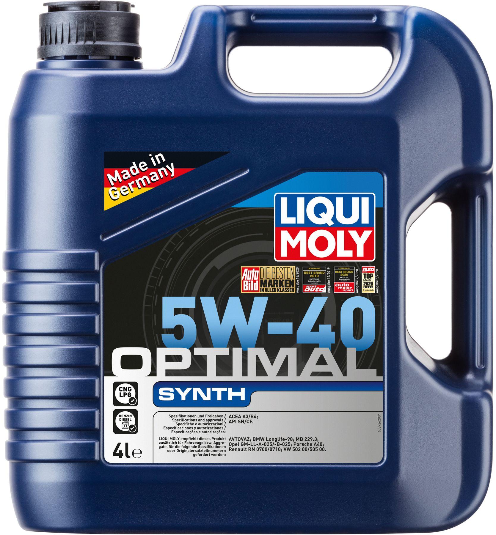 Моторное масло Liqui Moly Optimal Synth 5W-40, 4 литра (3926)